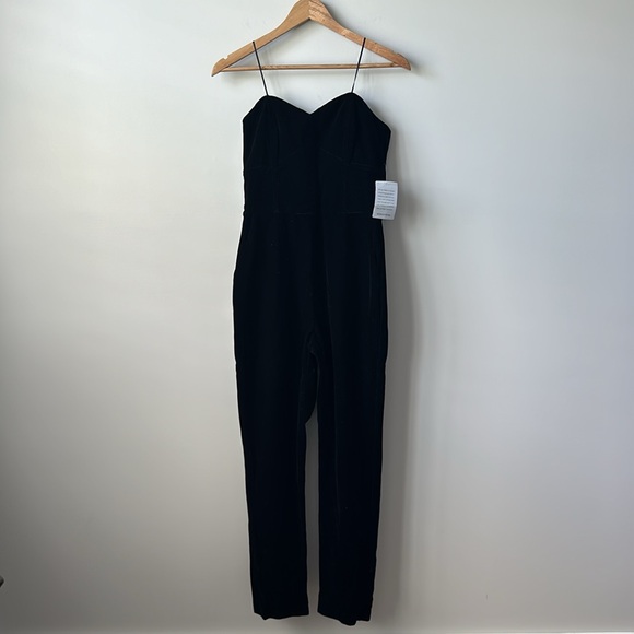 NWT Adelyn Rae BLACK Hayden Strapless Velvet Evening Cocktail Jumpsuit Small - Picture 3 of 9